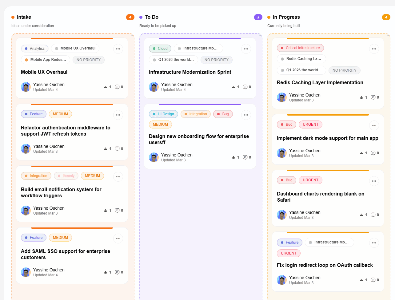 Feedvote public roadmap kanban with planned, in-progress, and shipped columns