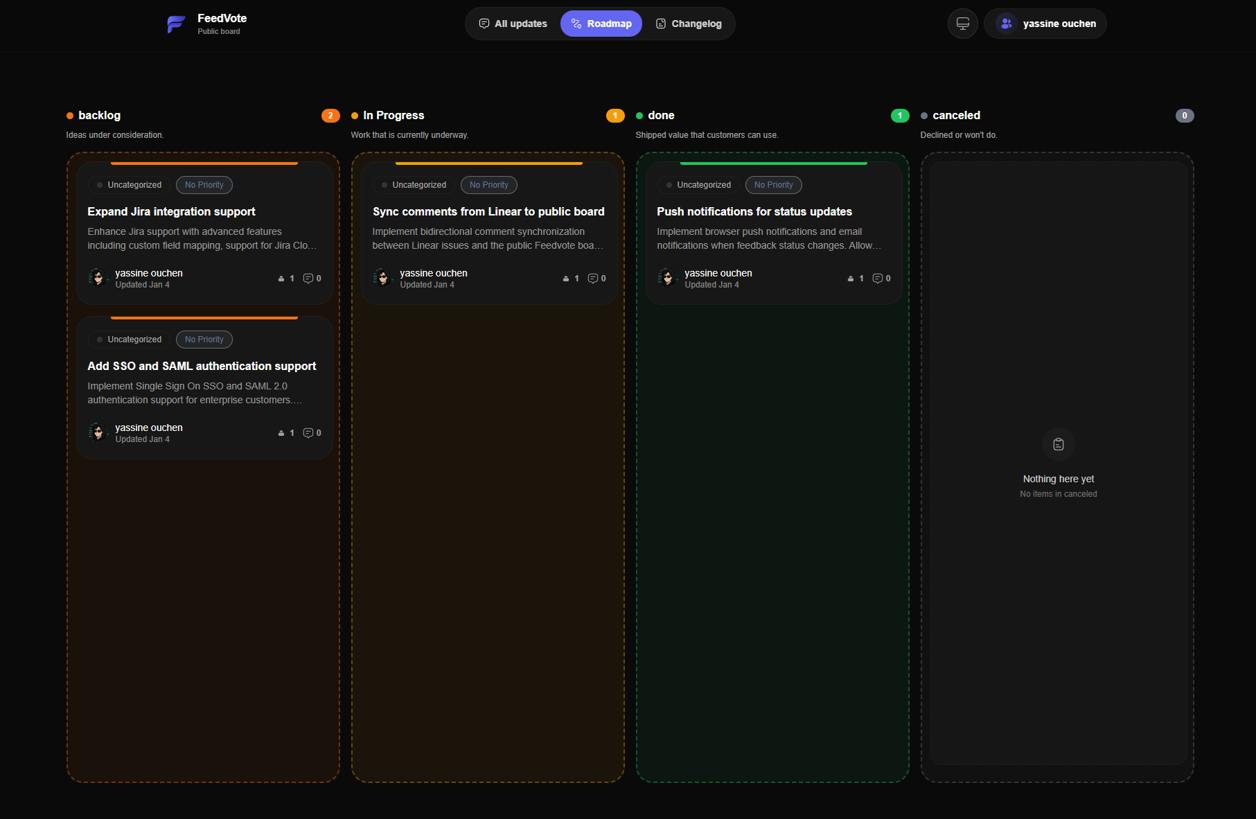 Feedvote Public Roadmap